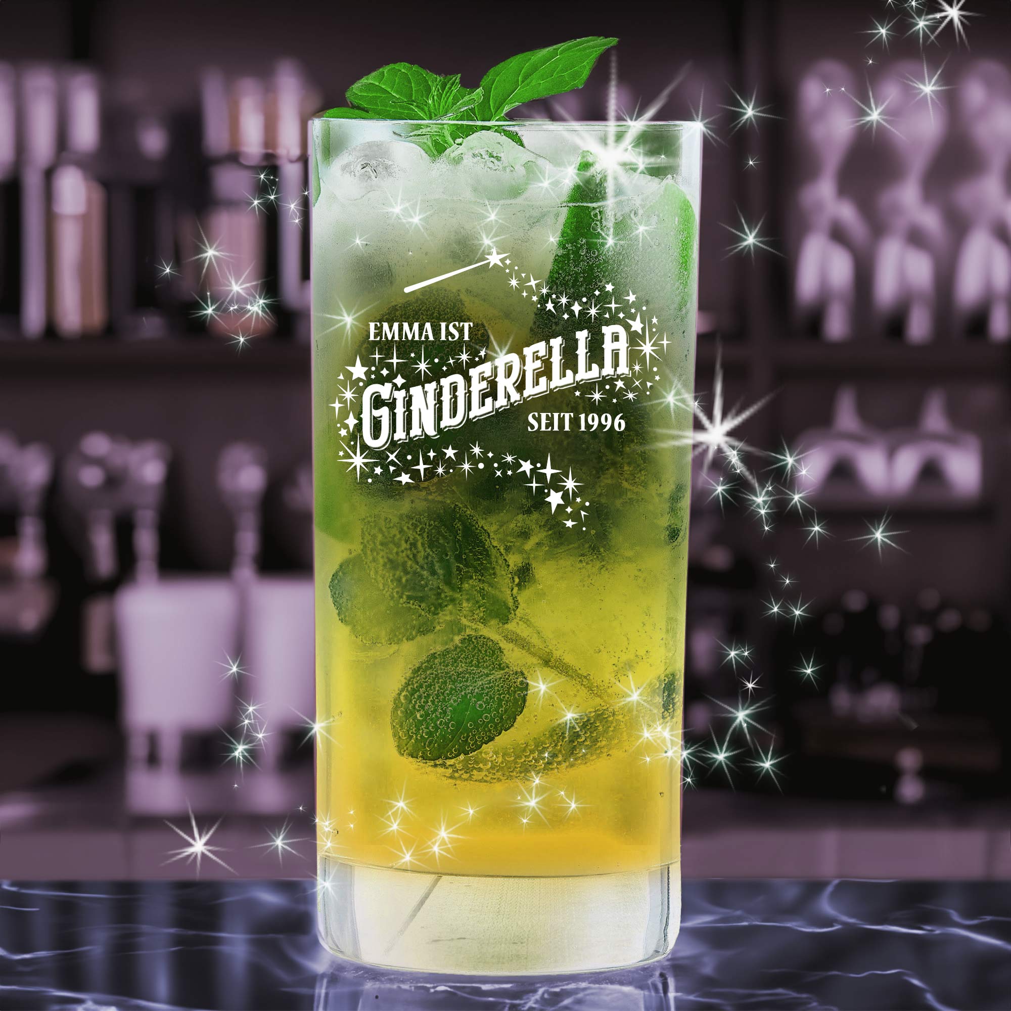 Cocktailglas mit Gravur - Ginderella