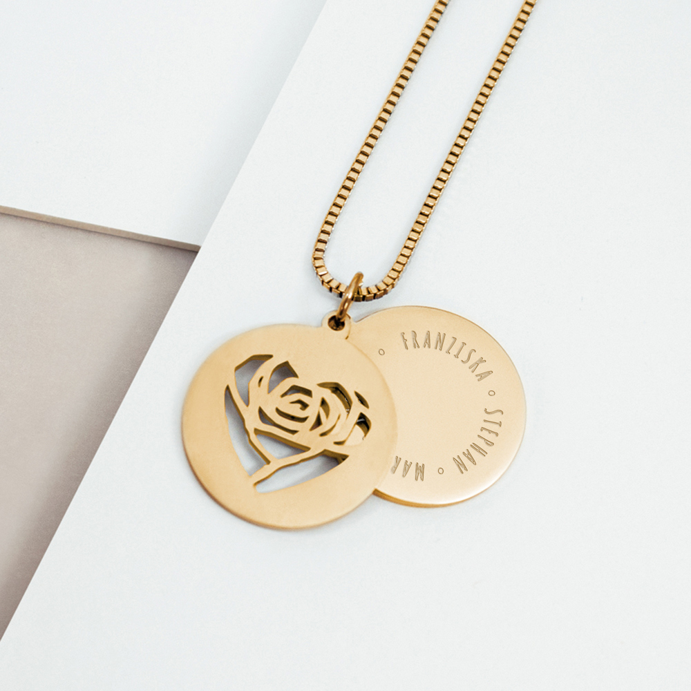 Halskette mit Gravur - Herz und Namen - Gold - Personalisiert