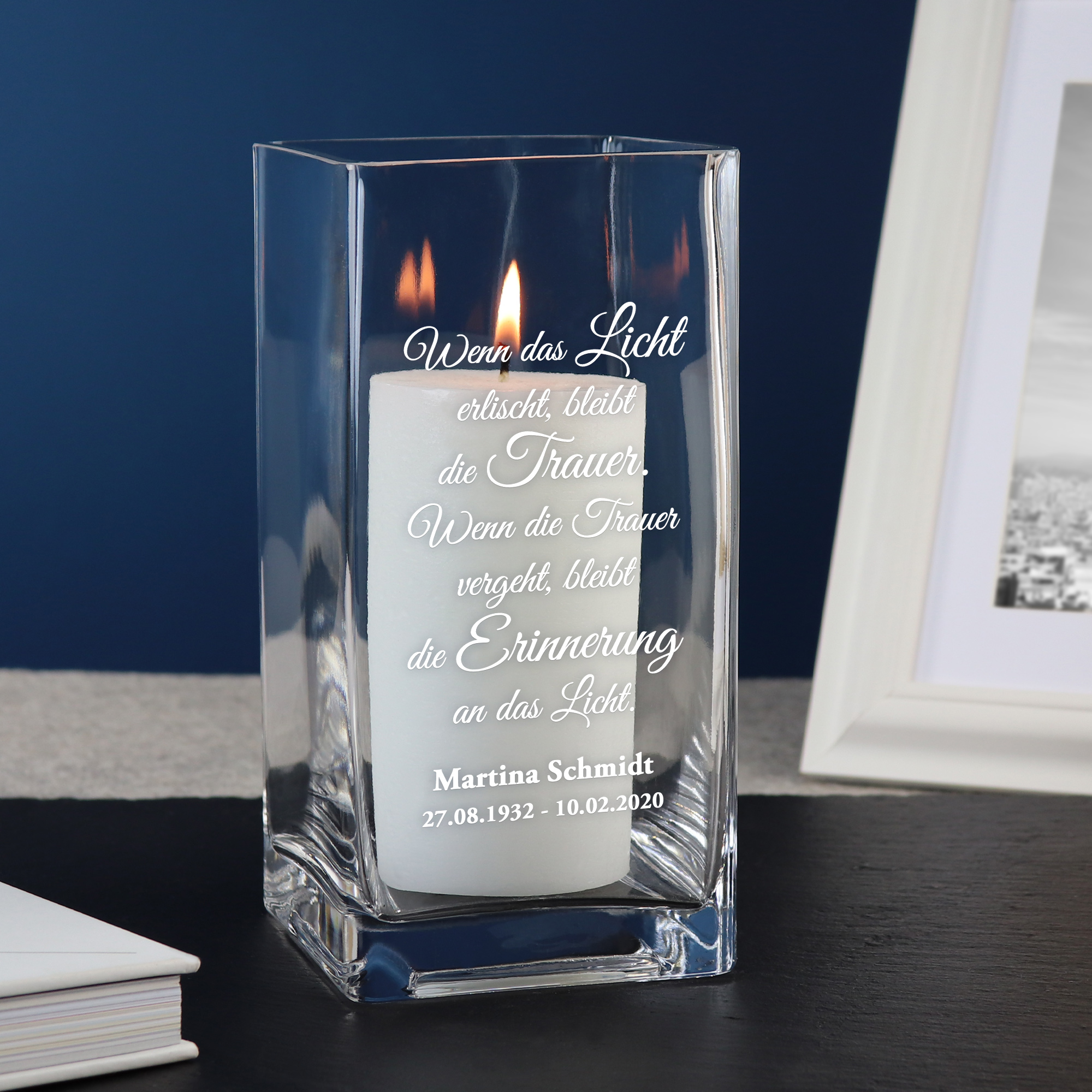 Vase mit Gravur - Trauer - Personalisiert