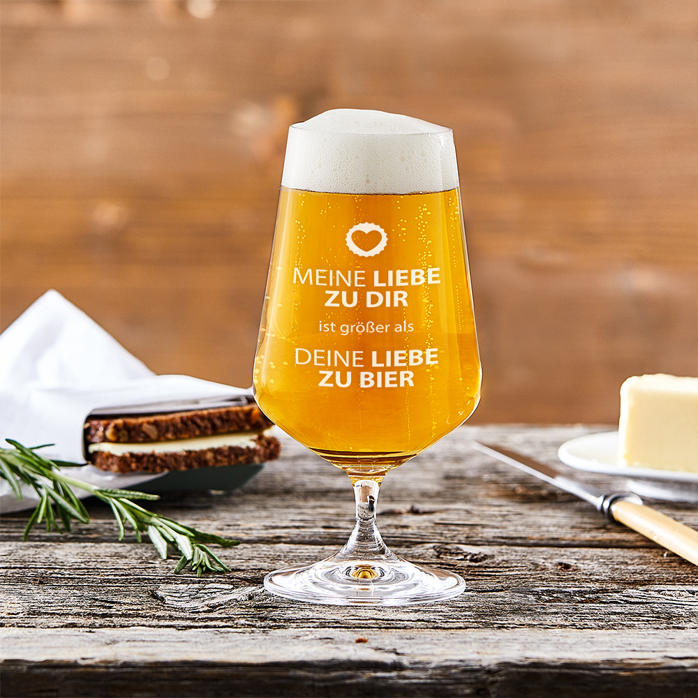 Bierglas mit Gravur Liebe zu Bier - Pilsglas