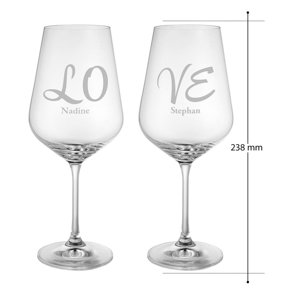 Weinglas mit Gravur Love - Personalisiert - 2er Set