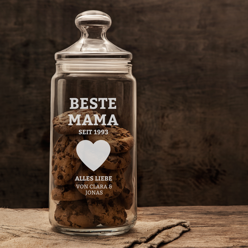 Keksglas mit Gravur - Für die Beste Mama - Personalisiert