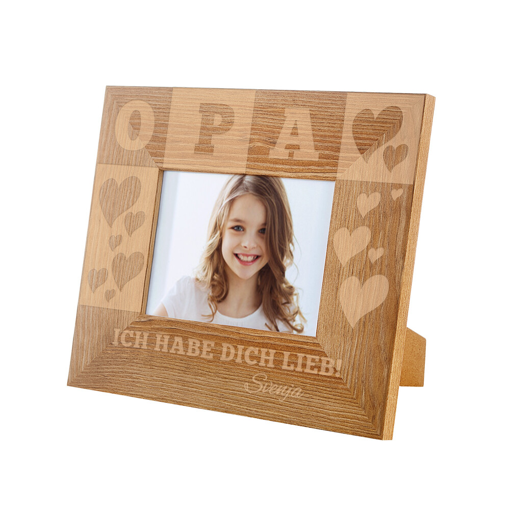 Bilderrahmen aus Holz mit Gravur für Opa - Personalisiert