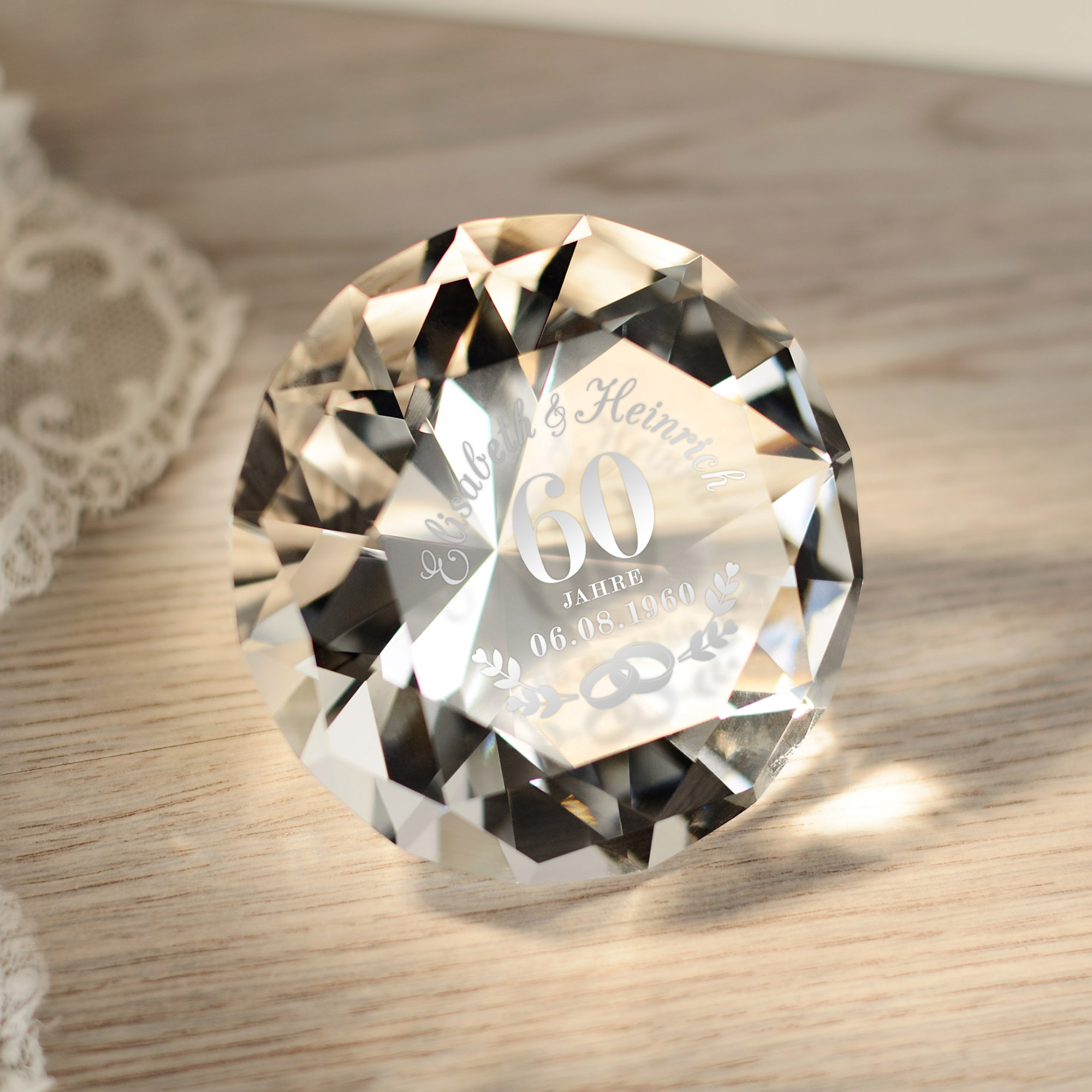 Kristall - Diamant - zur Diamanthochzeit - Personalisiert