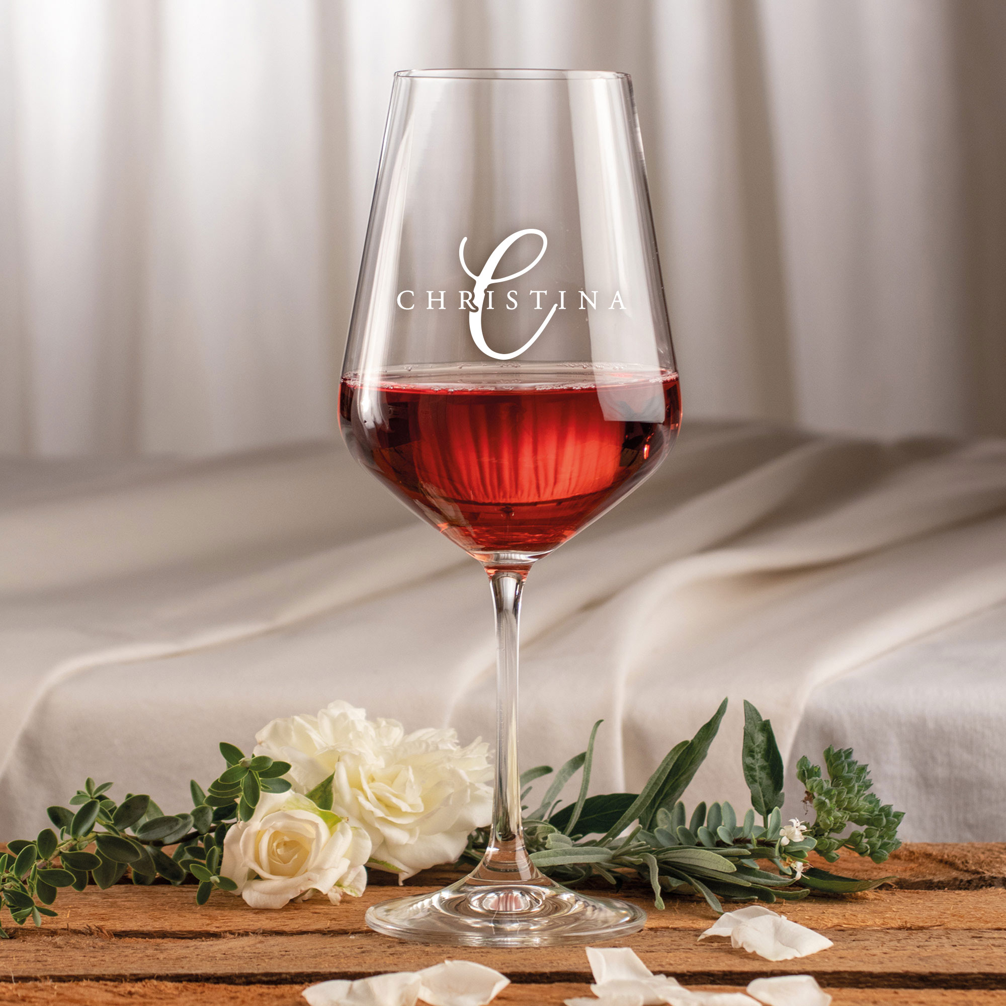 Weinglas - Initial und Name