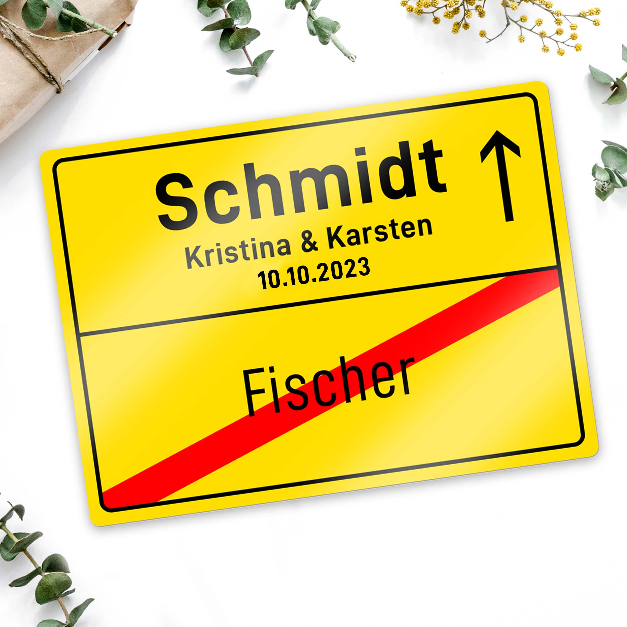 Aluschild - Ort - Hochzeit - Personalisiert