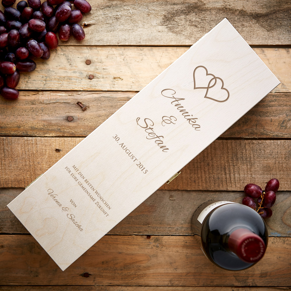Weinkiste mit Hochzeitsgravur - Personalisiert