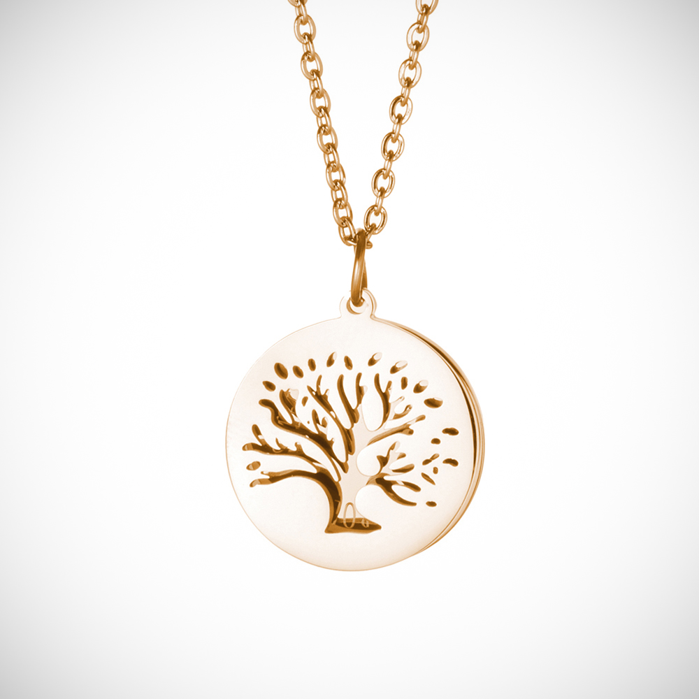 Halskette mit Gravur - Baum und Namen - Gold - Personalisiert
