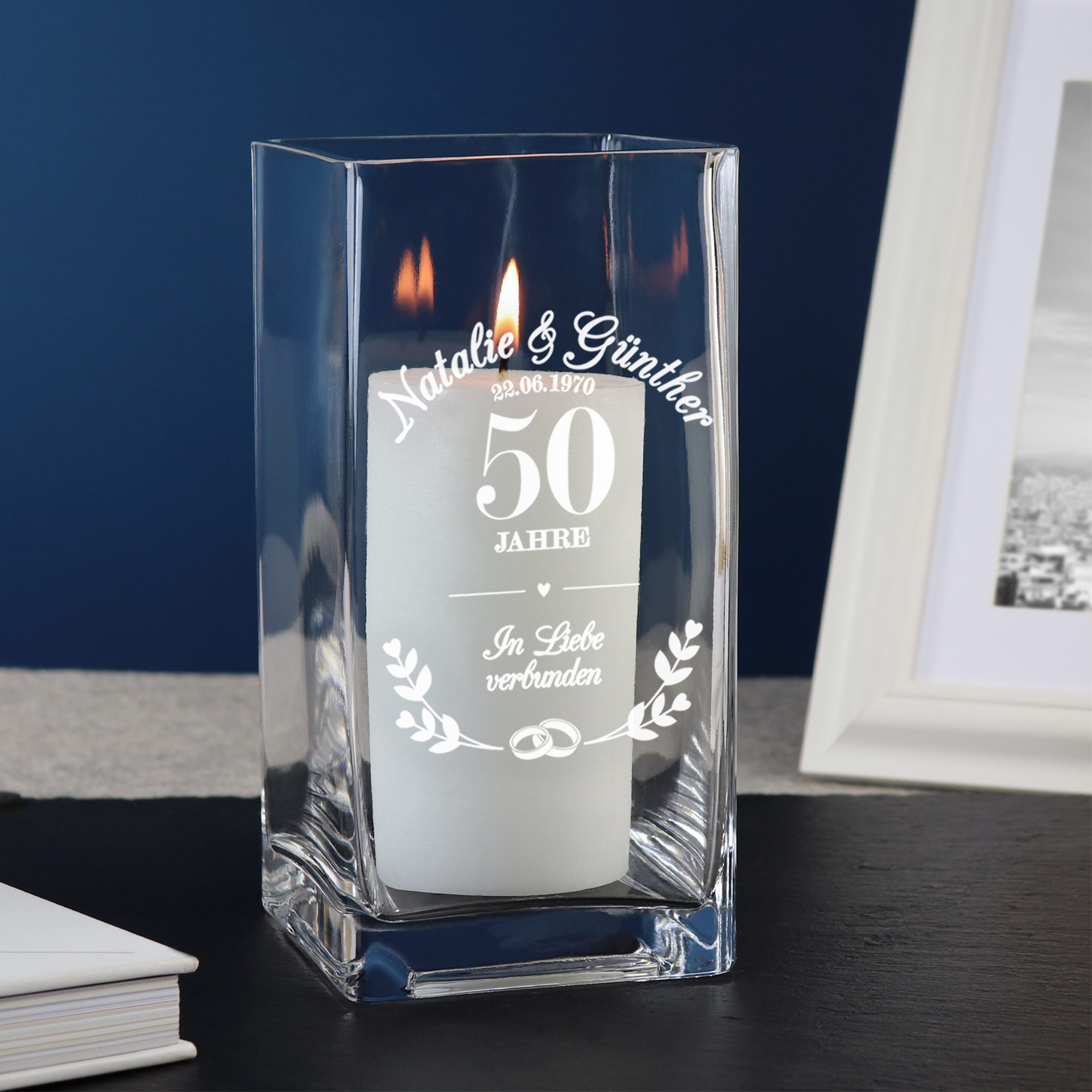 Personalisierte Vase mit Gravur Goldene Hochzeit