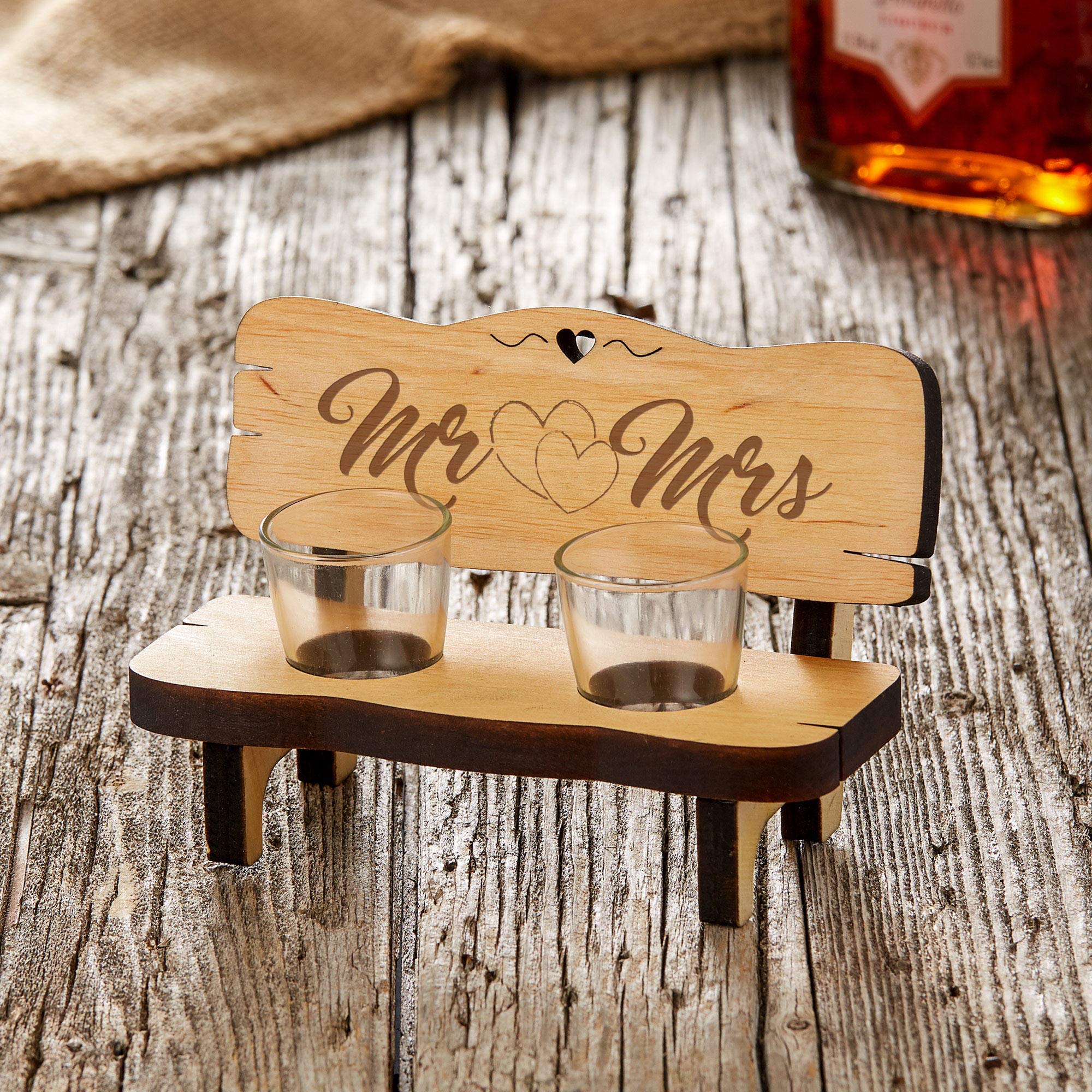 Schnapsbank mit Gravur - Mr & Mrs Schnapsbank mit Gravur - Mr & Mrs
