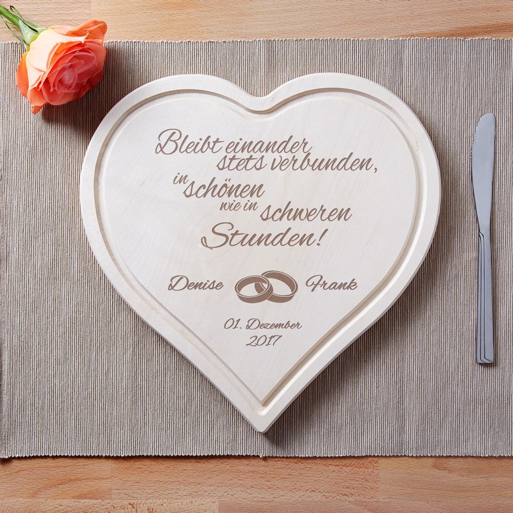 Herzbrett zur Hochzeit - Spruch - Ringe - Personalisiert