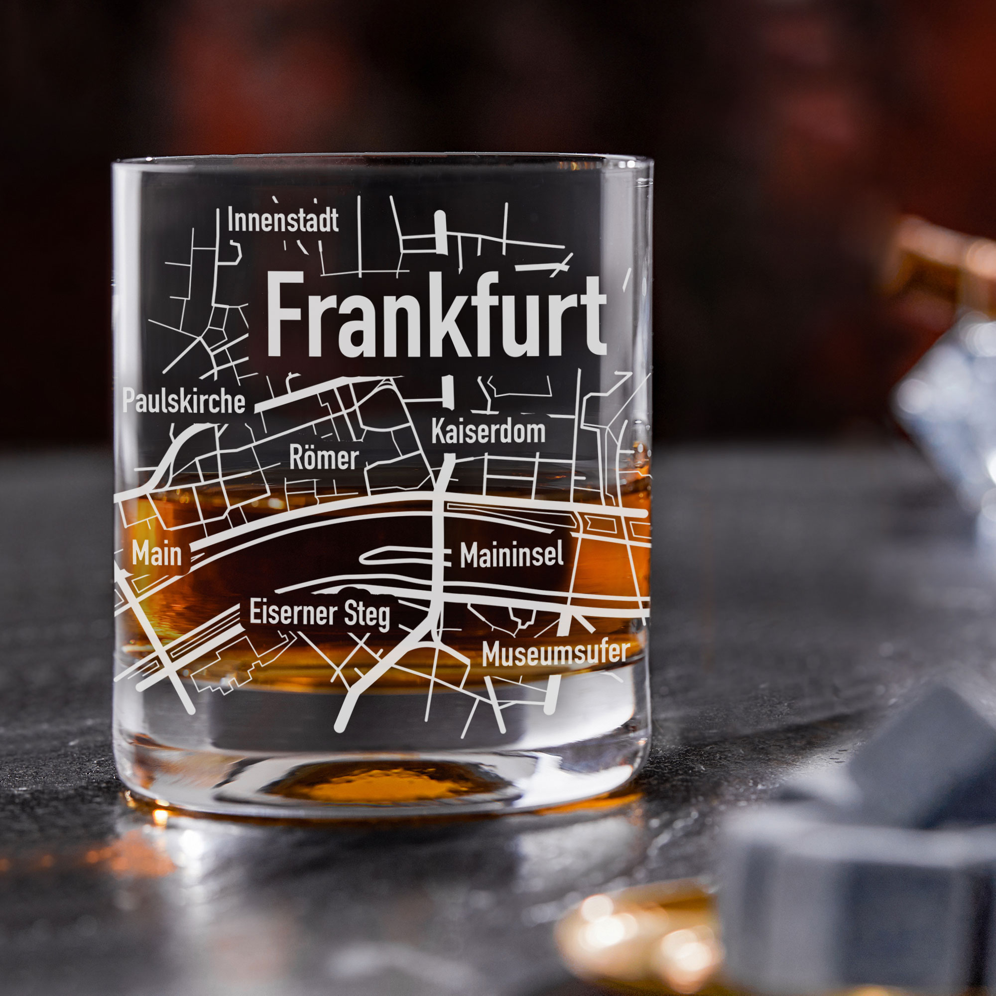Whiskyglas - Stadtplan - Frankfurt - Standard