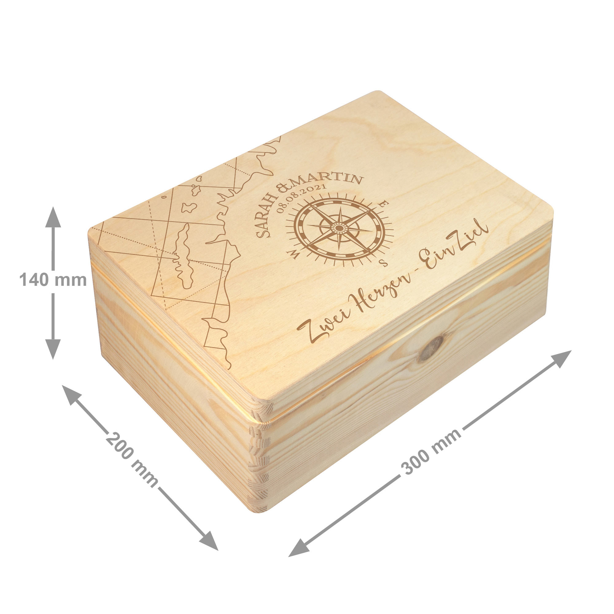 Erinnerungsbox mit Gravur - Kompass Liebe - Personalisiert