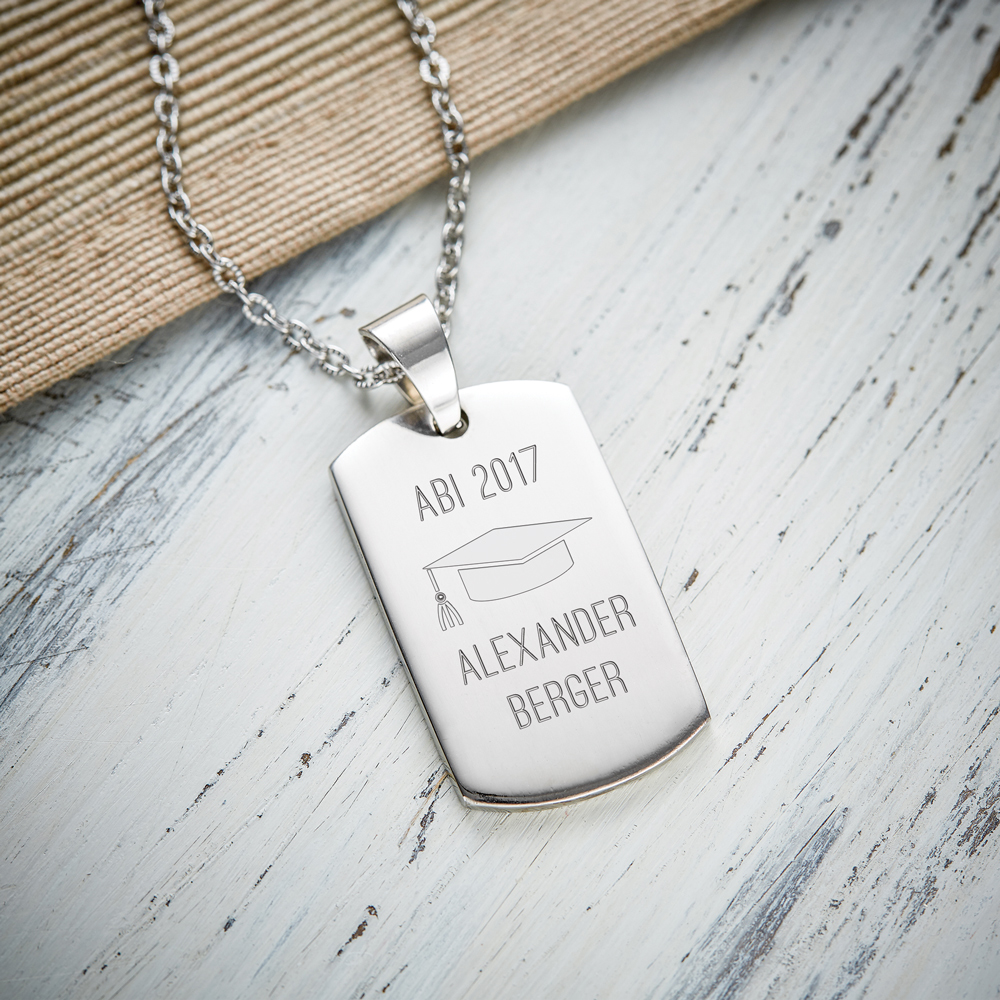 Dog Tag Kette mit Gravur Abitur - Personalisiert