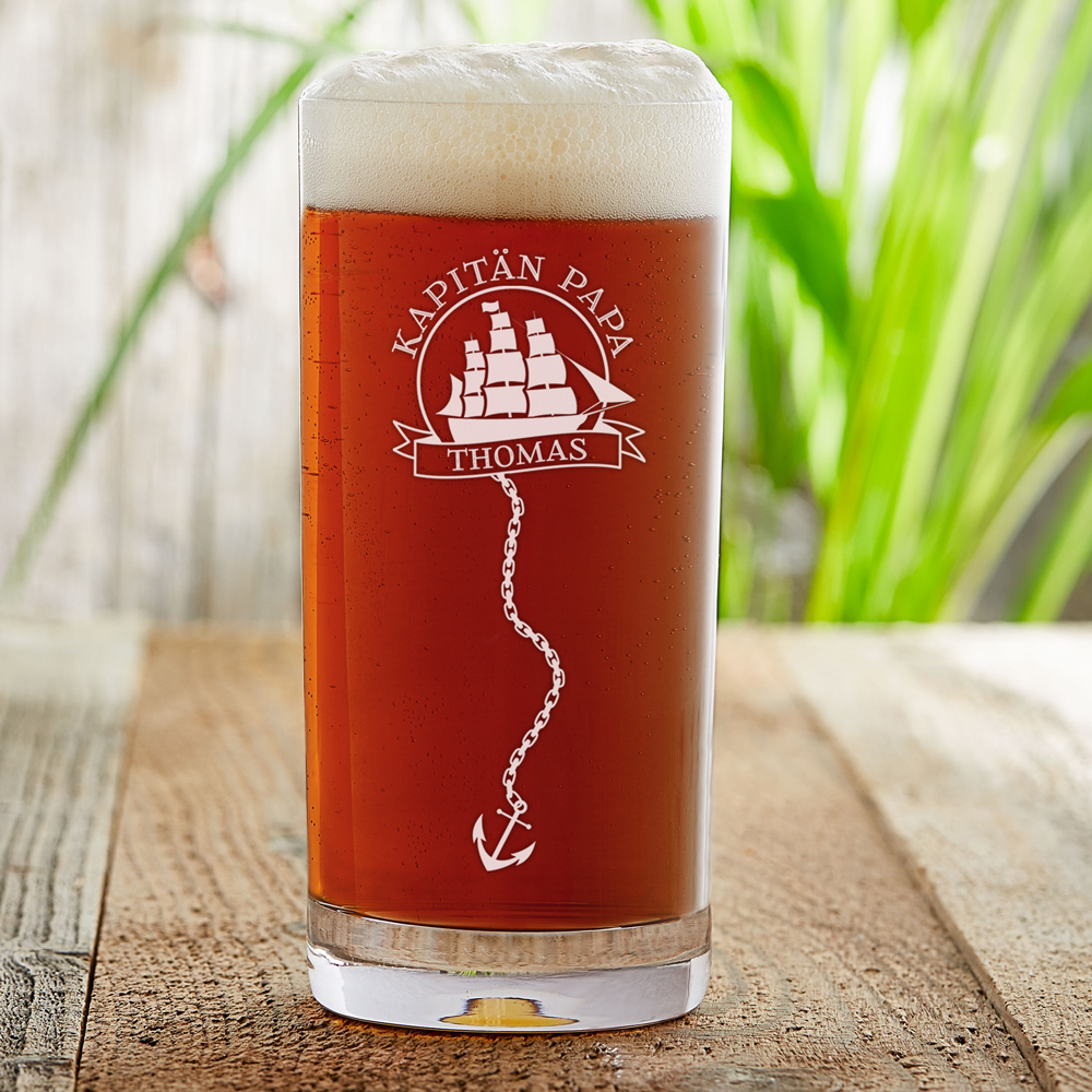 Craft Bier Glas mit Gravur für Papa - Schiff - Personalisiert