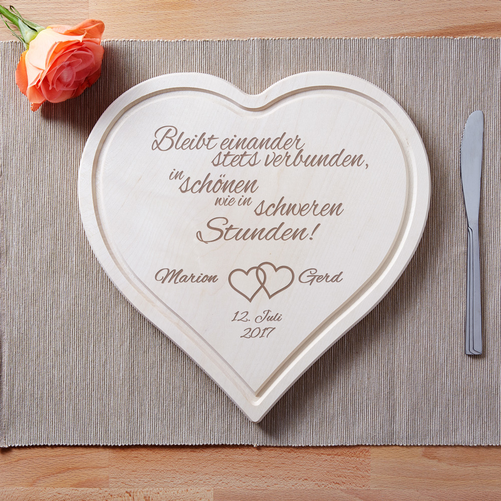 Herzbrett zur Hochzeit - Spruch - Herzen - Personalisiert