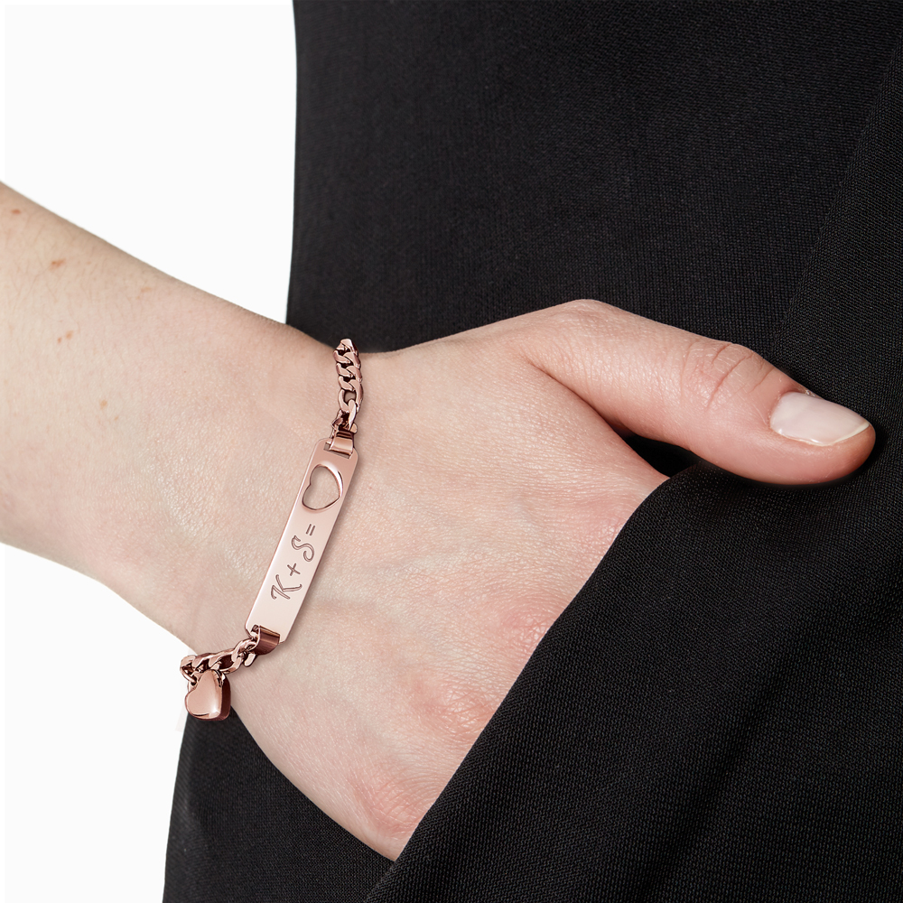 Armband mit Gravur - Initialen Herz - Roségold - Personalisiert