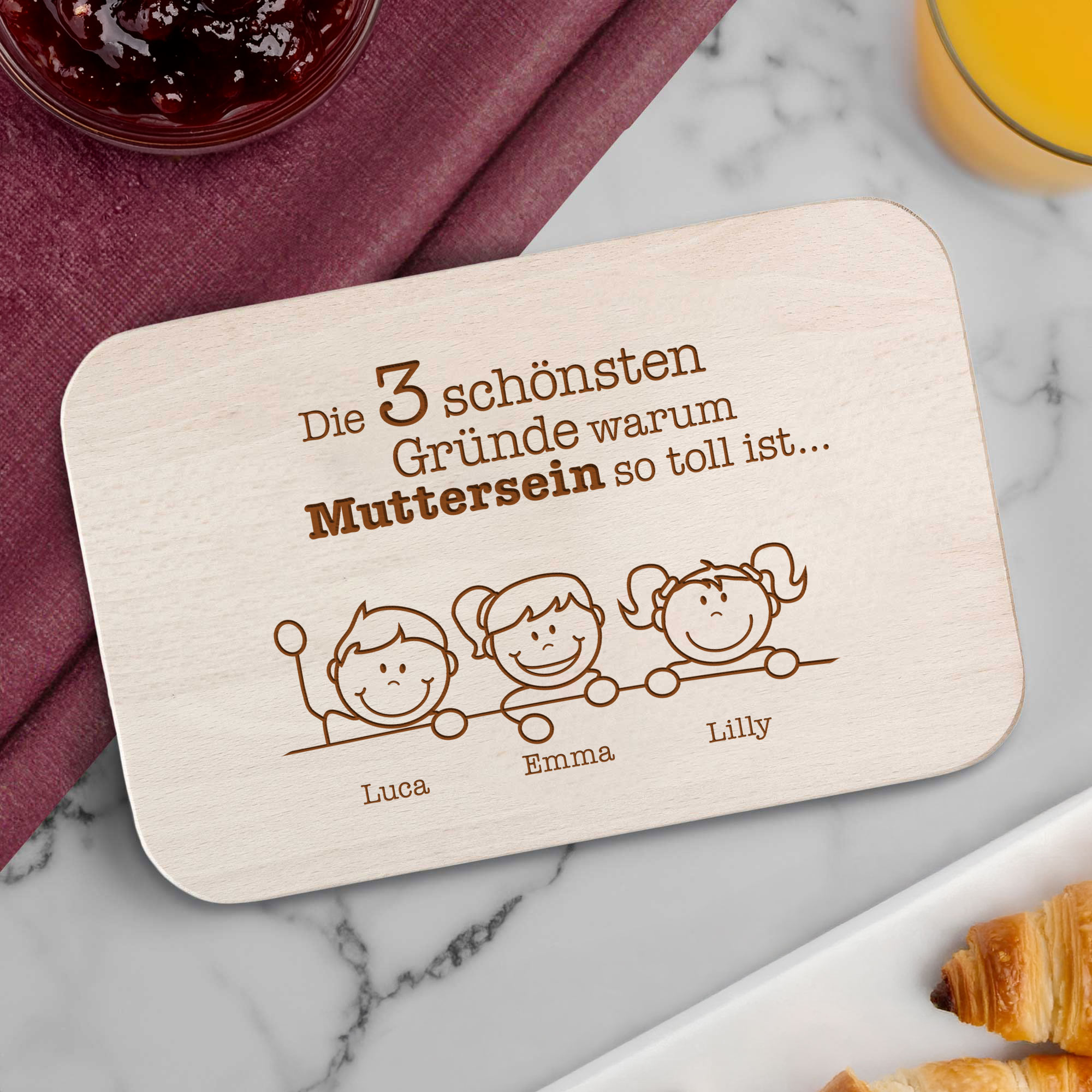 Frühstücksbrett mit Gravur - Warum ich es liebe Mutter zu sein
