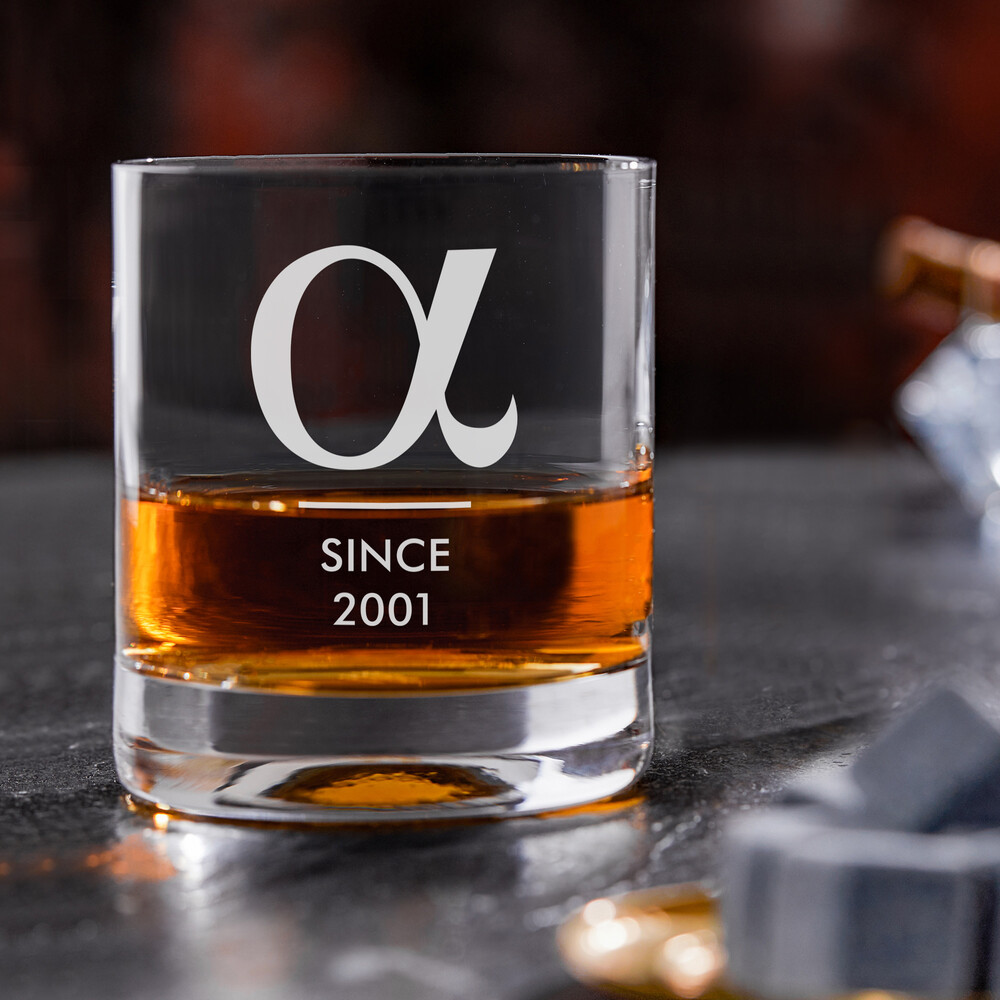 Whiskyglas mit Gravur Alpha - Personalisiert