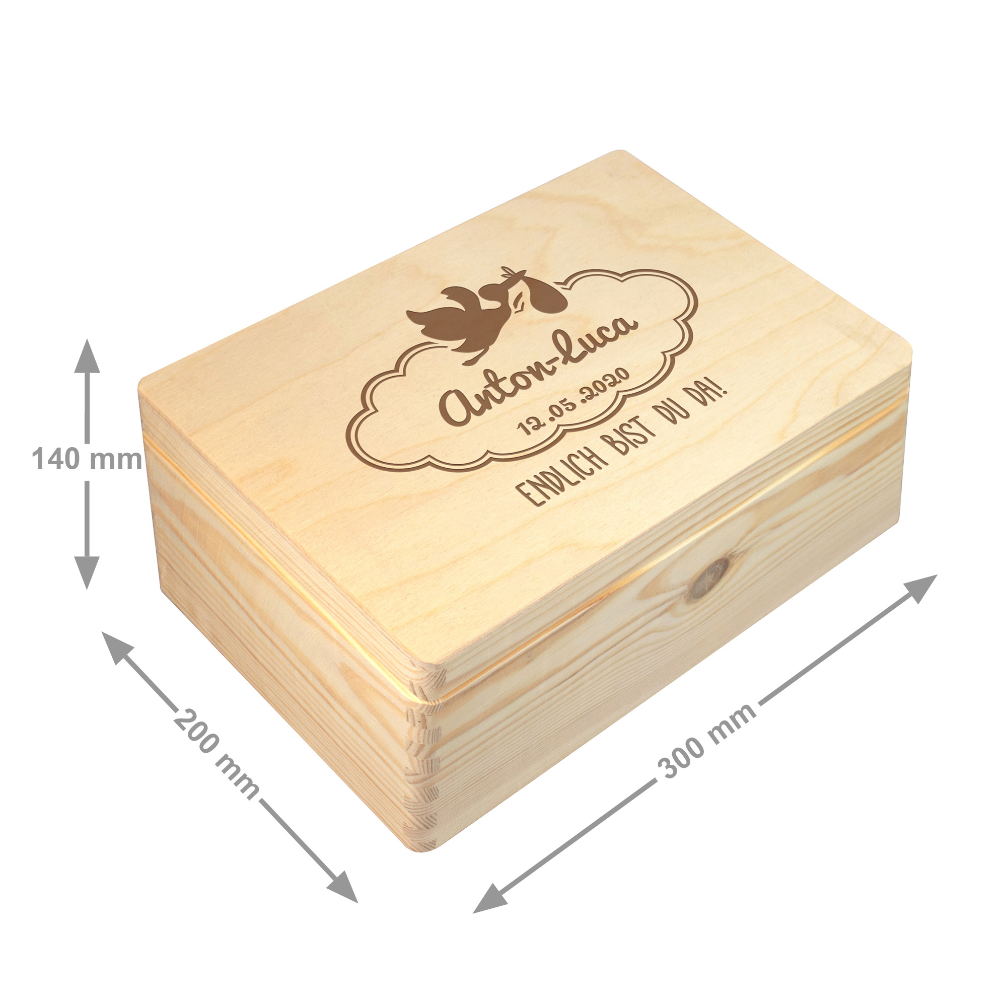 Keepsake Box - Geburt Storch - Personalisiert