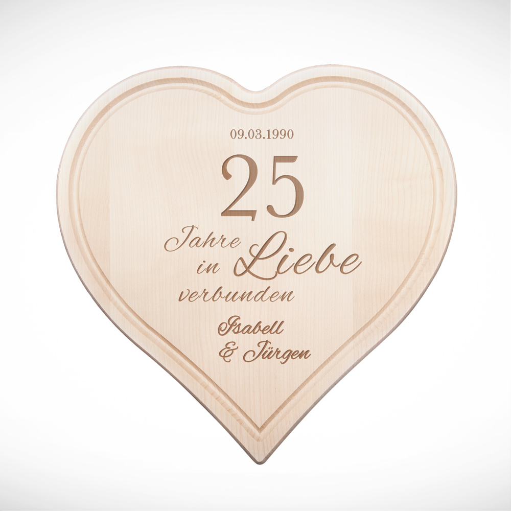 Herzbrett mit Gravur In Liebe Silberhochzeit Personalisiert