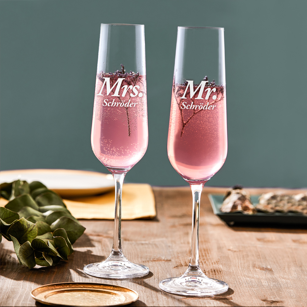 2er Set - Sektglas - Mr & Mrs - Personalisiert