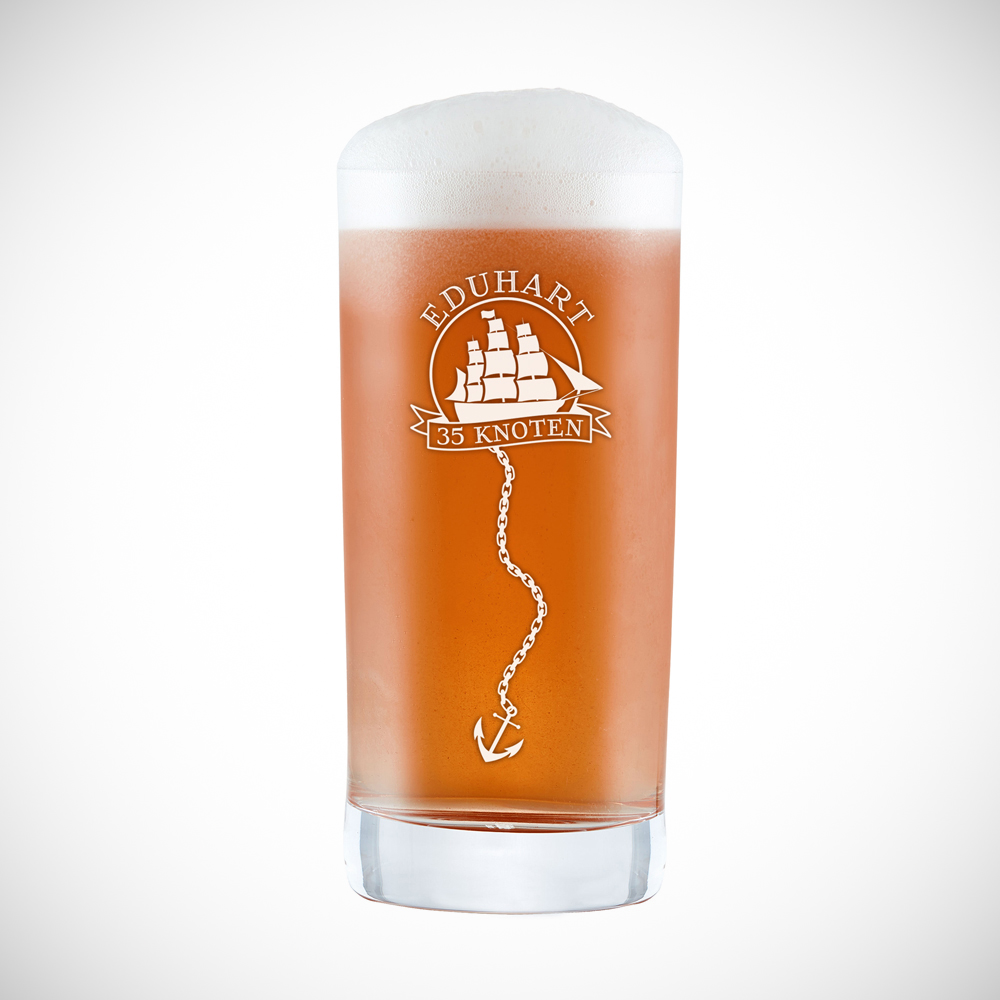 Craft Bier Glas mit Gravur zum Geburtstag - Schiff - Personalisiert