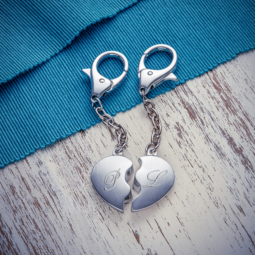 Schlüsselanhänger Herz aus Edelstahl mit Gravur - Personalisiert