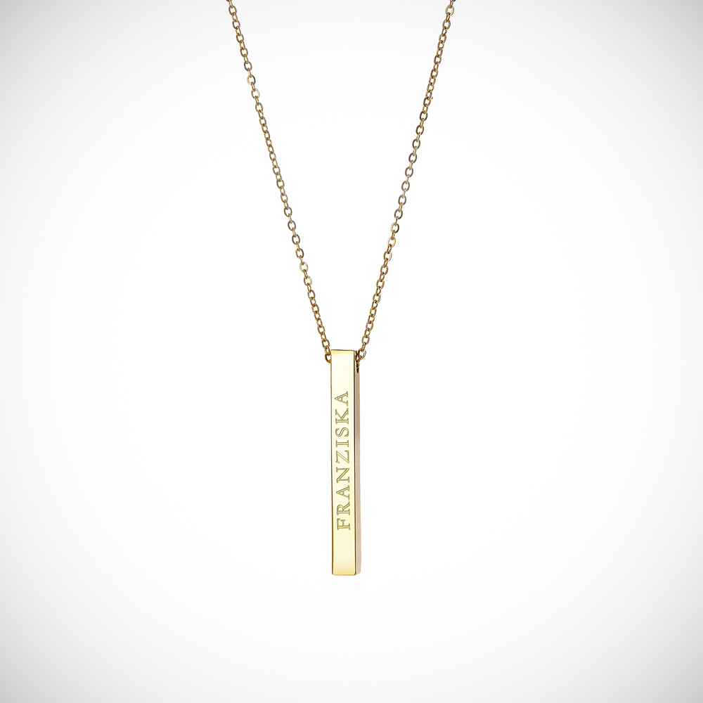 Halskette mit Gravur - Gold - Stab Anhänger graviert - Personalisiert