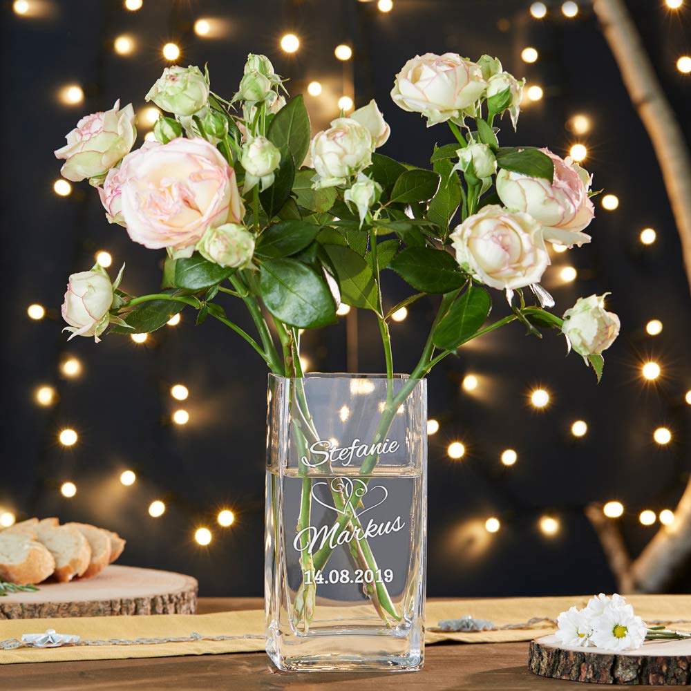 Vase mit Gravur zur Hochzeit Vase mit Gravur zur Hochzeit